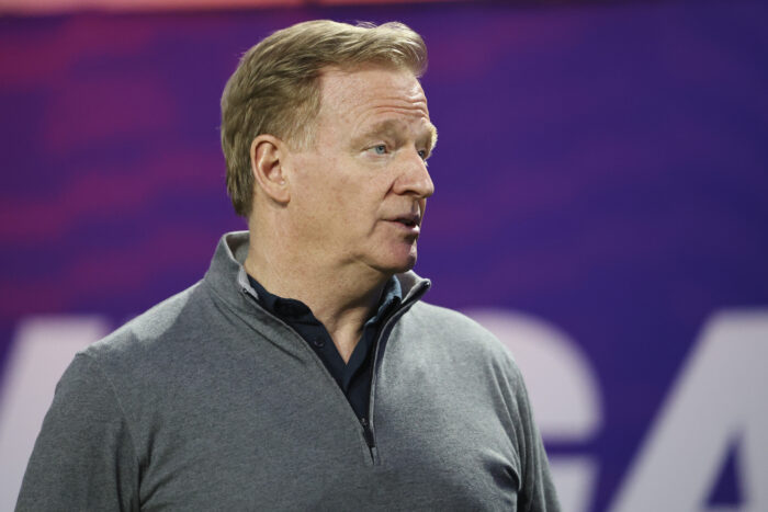 NFL Commissioner Roger Goodell attends the Pro Bowl Games skills events, Thursday, Feb. 2, 2023, in Henderson, Nev. (Gregory Payan/AP Images for NFL)
