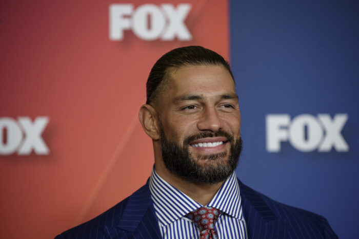 Roman Reigns attends the FOX 2022 Upfront presentation at the Four Seasons Hotel New York Downtown on Monday, May 16, 2022, in New York. (Photo by Christopher Smith/Invision/AP